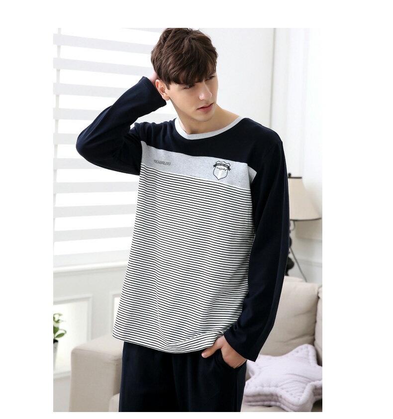 {頂級質感}睡衣男大碼家居服 秋季長袖秋冬全棉세트套裝七天預購+現貨