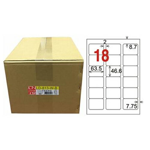龍德 18格 白色 A4 三用電腦標籤 46.6x63.5mm 1000張 /箱 LD-813-W-B【CUBE卡最高10%回饋】