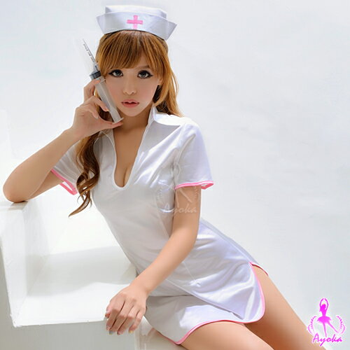 <br/><br/>  【紫星情趣用品】白色連身三件式護士角色扮演服<br/><br/>