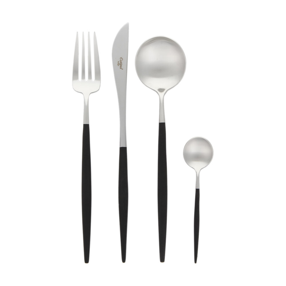 葡萄牙 Cutipol GOA系列個人餐具4件組-主餐刀+叉+匙+咖啡匙 (黑銀)