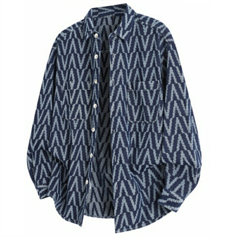 【巴黎精品】現貨+預購 美式復古牛仔襯衫經典牛仔外套秋冬長袖上衣寬鬆大碼休閒男裝-翻領寬鬆1色a1ma28