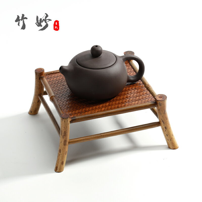 日式干泡臺竹制茶盤家用茶道配件創意實木小型花托盆簡約手工竹編