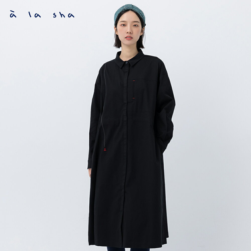 a la sha 縫線抽繩襯衫洋裝 1