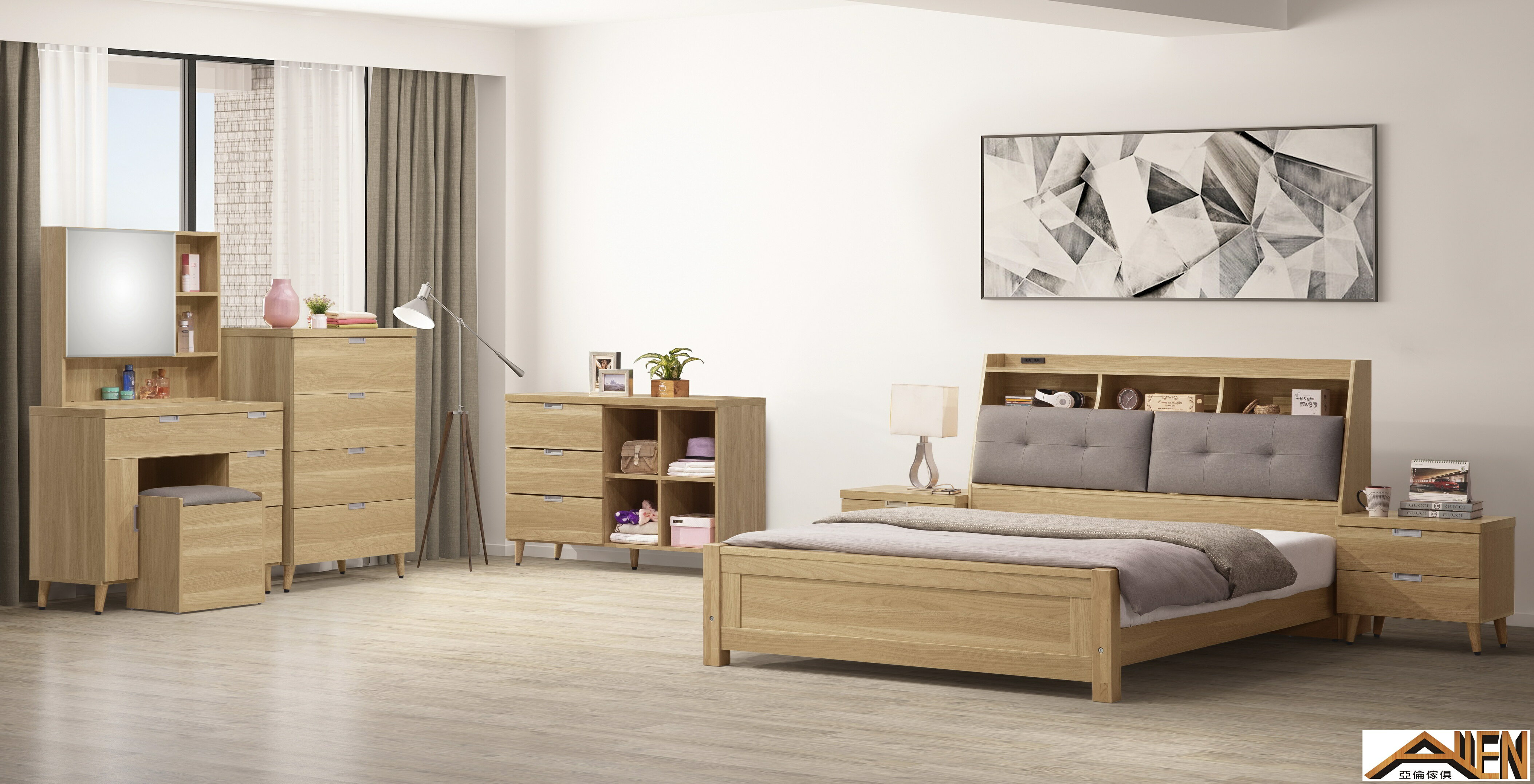 亞倫傢俱*德里茲耐磨木紋6尺床頭箱 原木色 1