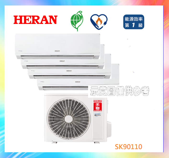HERAN 禾聯【5+14坪】 1對2變頻一級冷暖冷氣HM4-SK110H+SK28H+SK72H