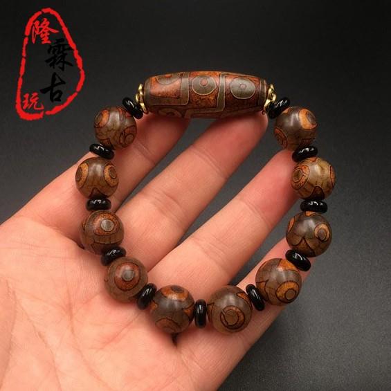 西藏天然瑪瑙天珠保真瑪瑙三眼九眼天珠手串男女款民族風天珠手串| 協貿