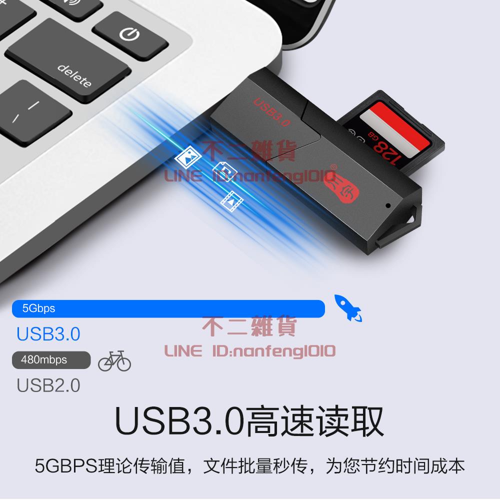 高速3.0讀卡器多合一支援相機sd卡手機tf記憶體卡監控存儲卡多功能車載電腦兩用【不二雜貨】