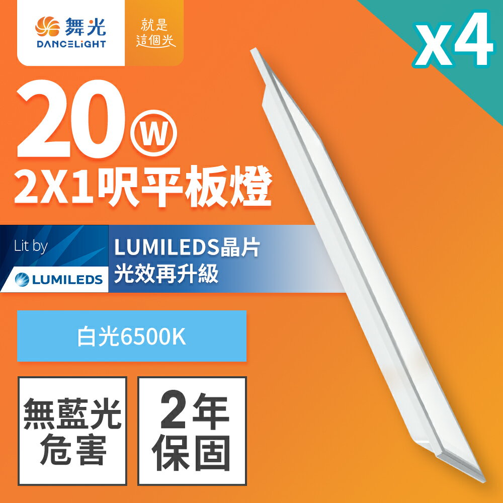 【DanceLight 舞光】4入組 2x1呎/2x2呎 20W/40W LED柔光平板燈 2年保固(白光/黃光/自然光)