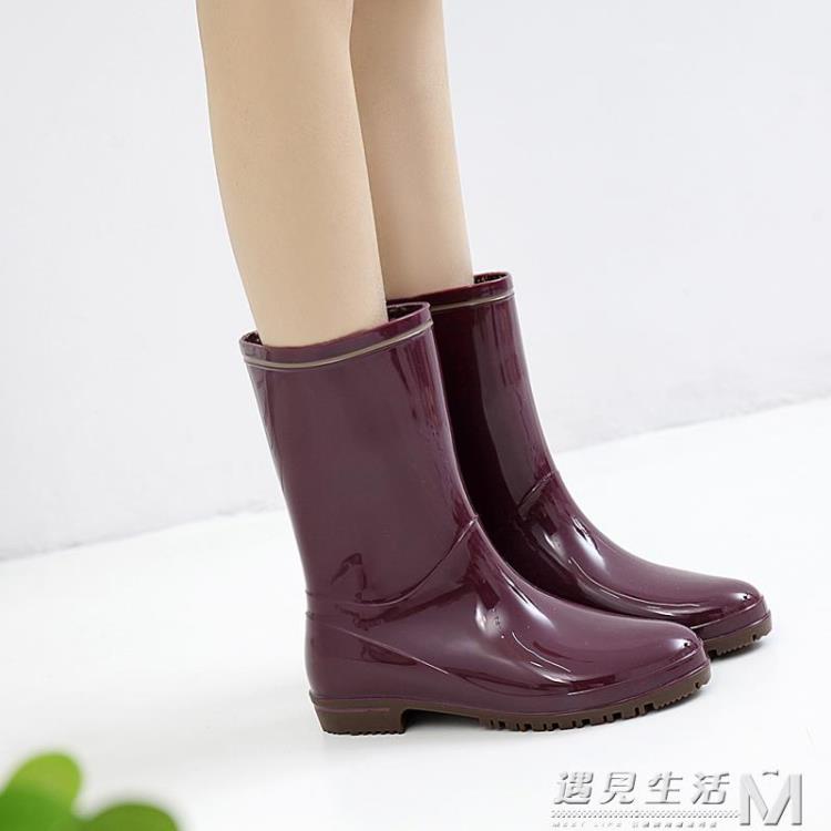 日式雨鞋女中筒雨靴時尚款水靴夏季防水新款膠鞋成人外穿防滑水鞋 免運開發票