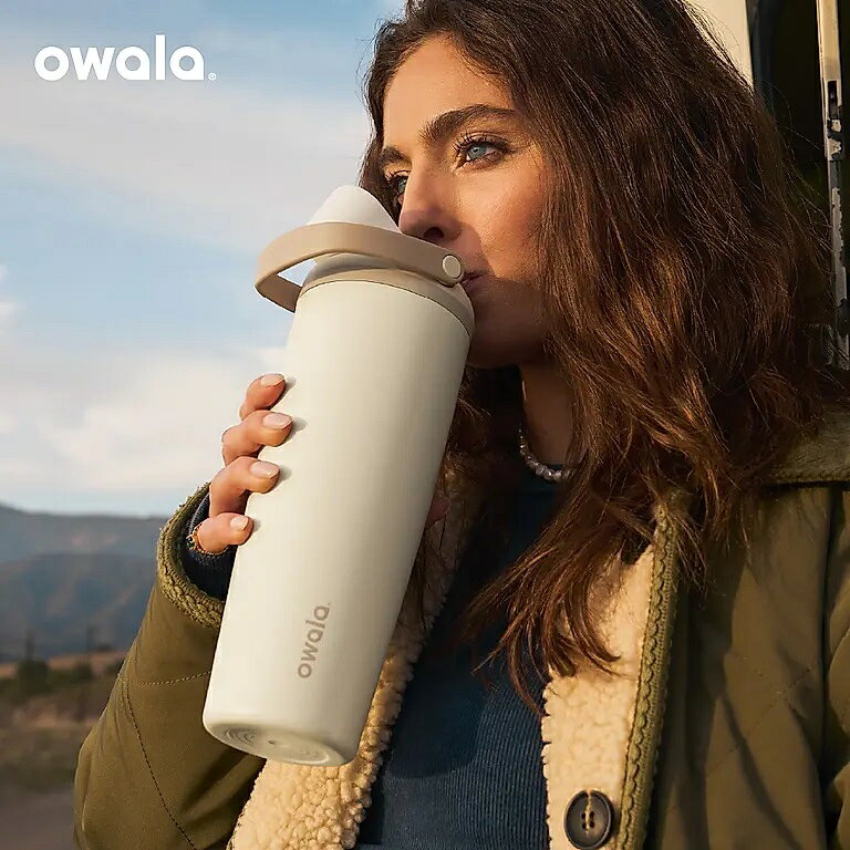 【毒】(代購7天)Owala Freesip Sway不鏽鋼雙飲口吸管手提水壺/伯爵奶蓋/ 890ml