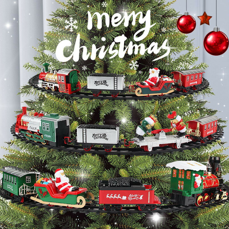 聖誕節禮物新年軌道車玩具電動小火車聖誕樹上氣氛場景布置可懸浮 全館免運