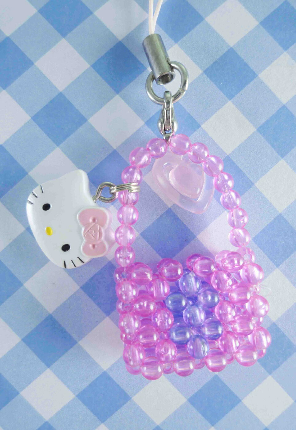 【震撼精品百貨】Hello Kitty 凱蒂貓 手機吊飾-粉珠袋子 震撼日式精品百貨
