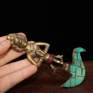 古玩其他新款黃銅十品雜項 尼泊爾純銅手工法器 懷舊收藏裝飾擺件