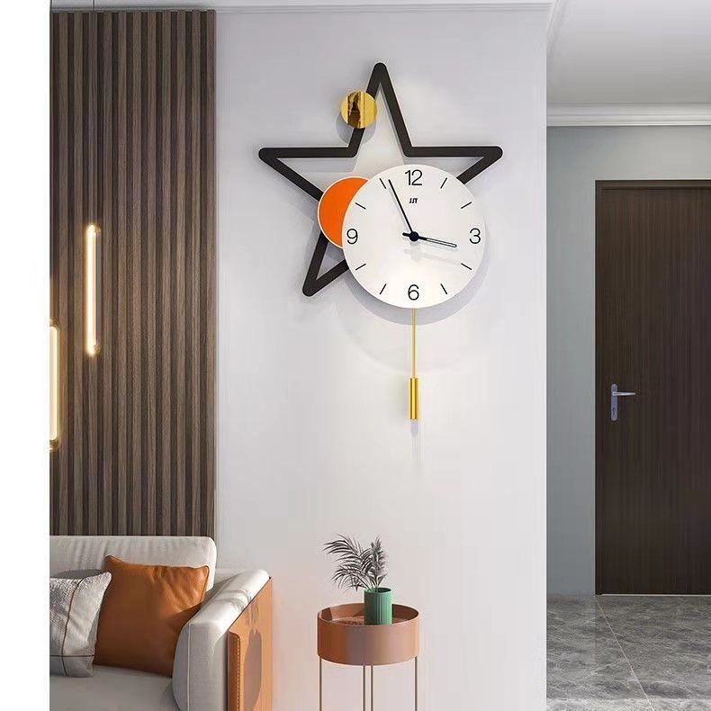 北歐現代簡約時尚藝術家用客廳掛鐘墻靜音免打孔鐘表時鐘掛墻2023