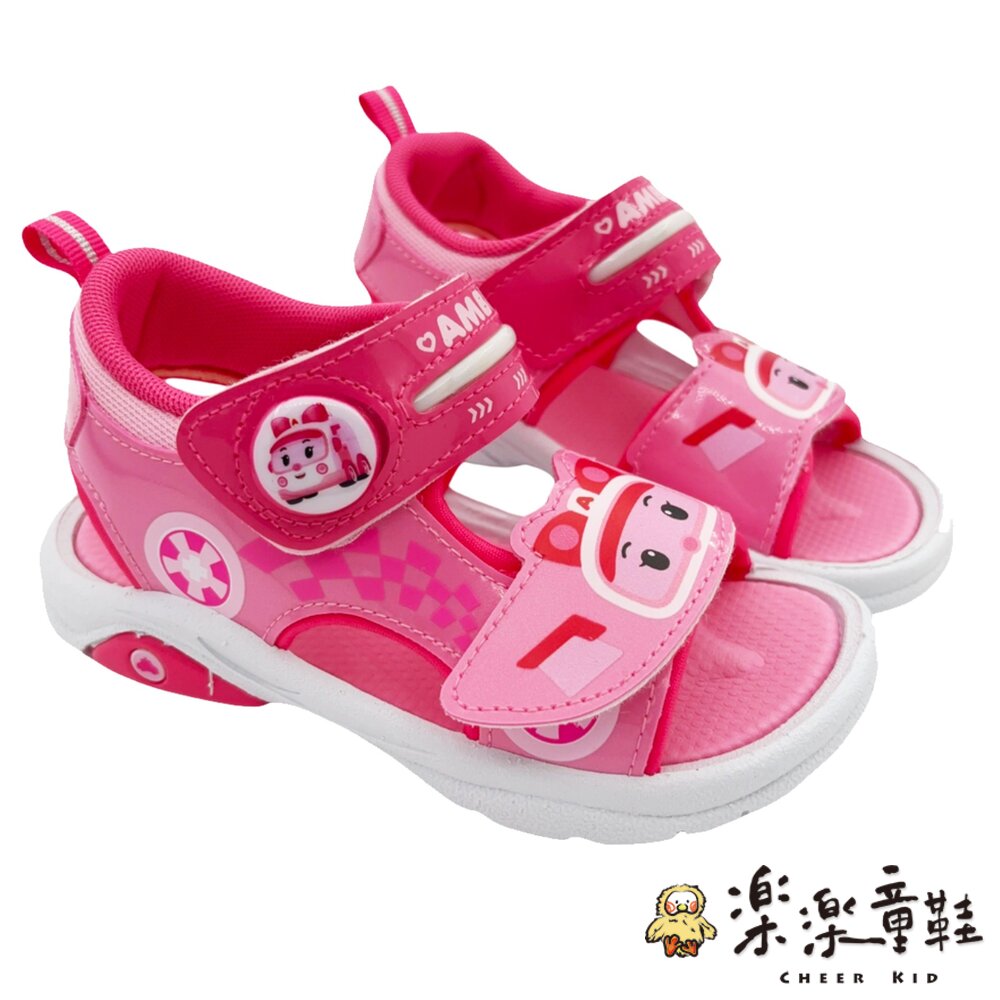 台灣製波力救援小隊電燈涼鞋-安寶 另有兩色可選 - 台灣製 台灣製童鞋 MIT MIT童鞋 女童鞋 男童鞋 台灣製涼鞋 露趾涼鞋 電燈涼鞋 波力童鞋 救援小英雄 波力 Poli 羅尹 Roy 安寶 Amber 波力Poli Robocar Poli