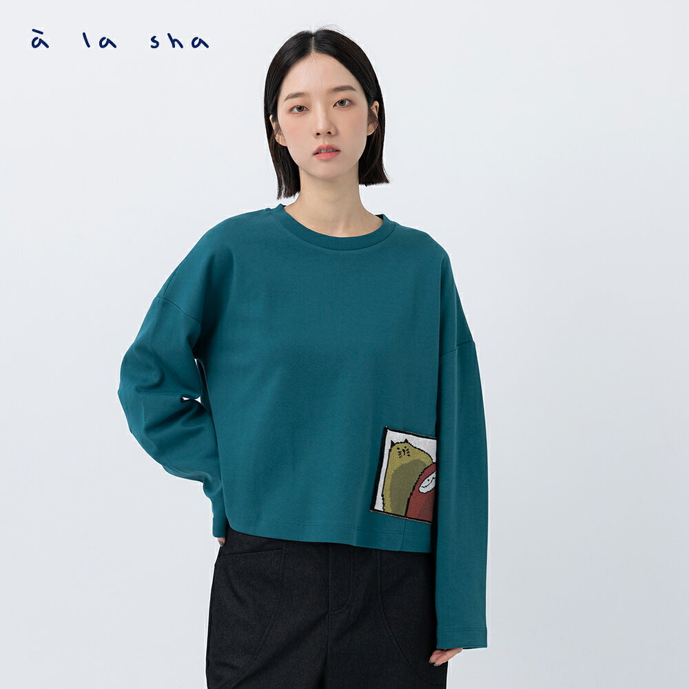 a la sha 抹茶Q咪口袋長袖上衣 2