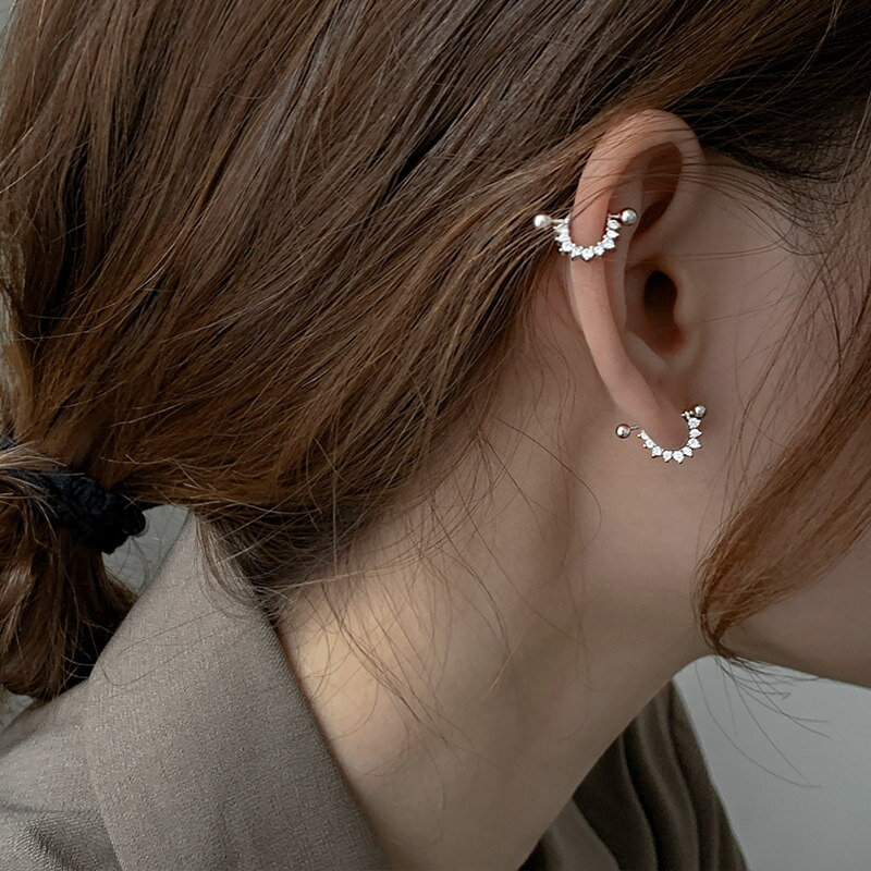 s925純銀耳環螺絲擰扣耳釘女氣質耳骨釘簡約個性養耳洞高級感耳飾