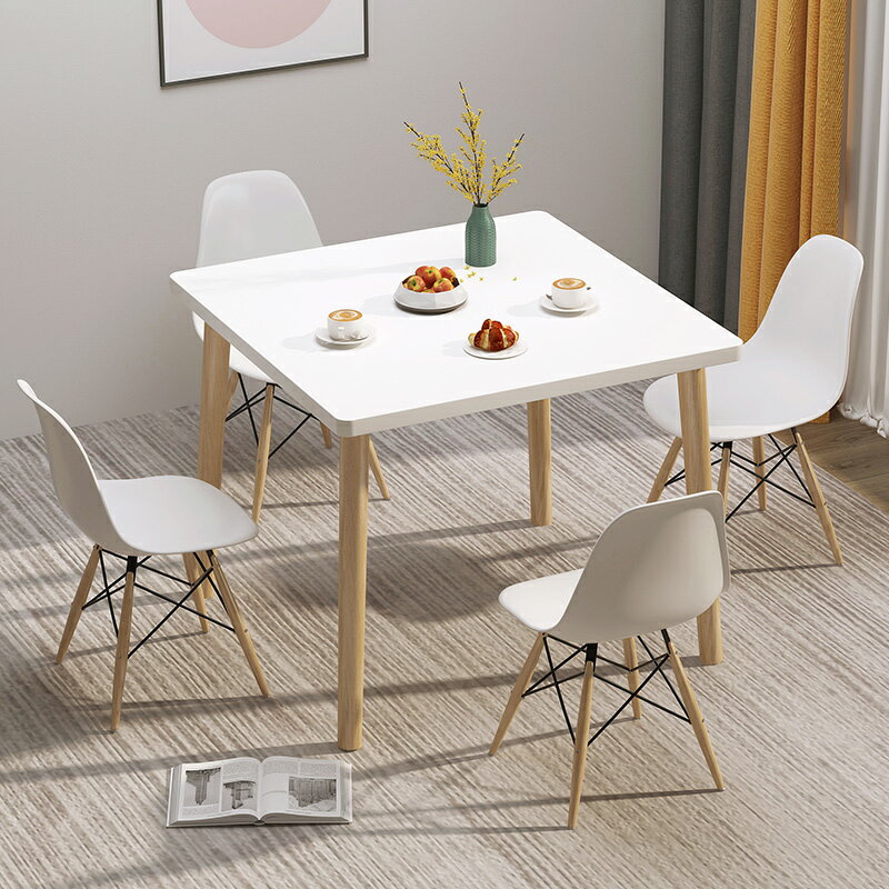餐桌家用小戶型現代簡約客廳簡易實木腿桌椅組合北歐吃飯小方桌子