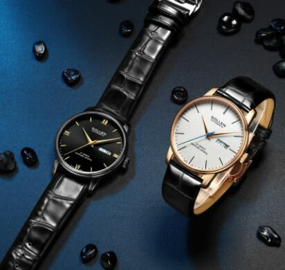 美琪 (簡約時尚)防水商務사업男款手錶全自動機械 자동 기계簡約風格 真皮錶帶