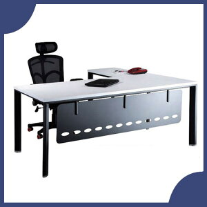 【屬過大商品，運費請先詢問】辦公家具 HF-160W+HF-90W 雪白 主管桌 辦公桌 書桌 桌子