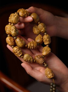 正宗阿根廷綠檀手串十八羅漢手持手工雕刻佛珠文玩檀香木把玩念珠