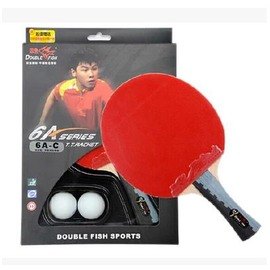 【乒乓球拍-橫直拍-六星級-雙面反膠展翅-1套/組】進攻型乒乓球拍 優質純木五層底板彈性出色(一隻裝送兩個球+1張護膜)-56014