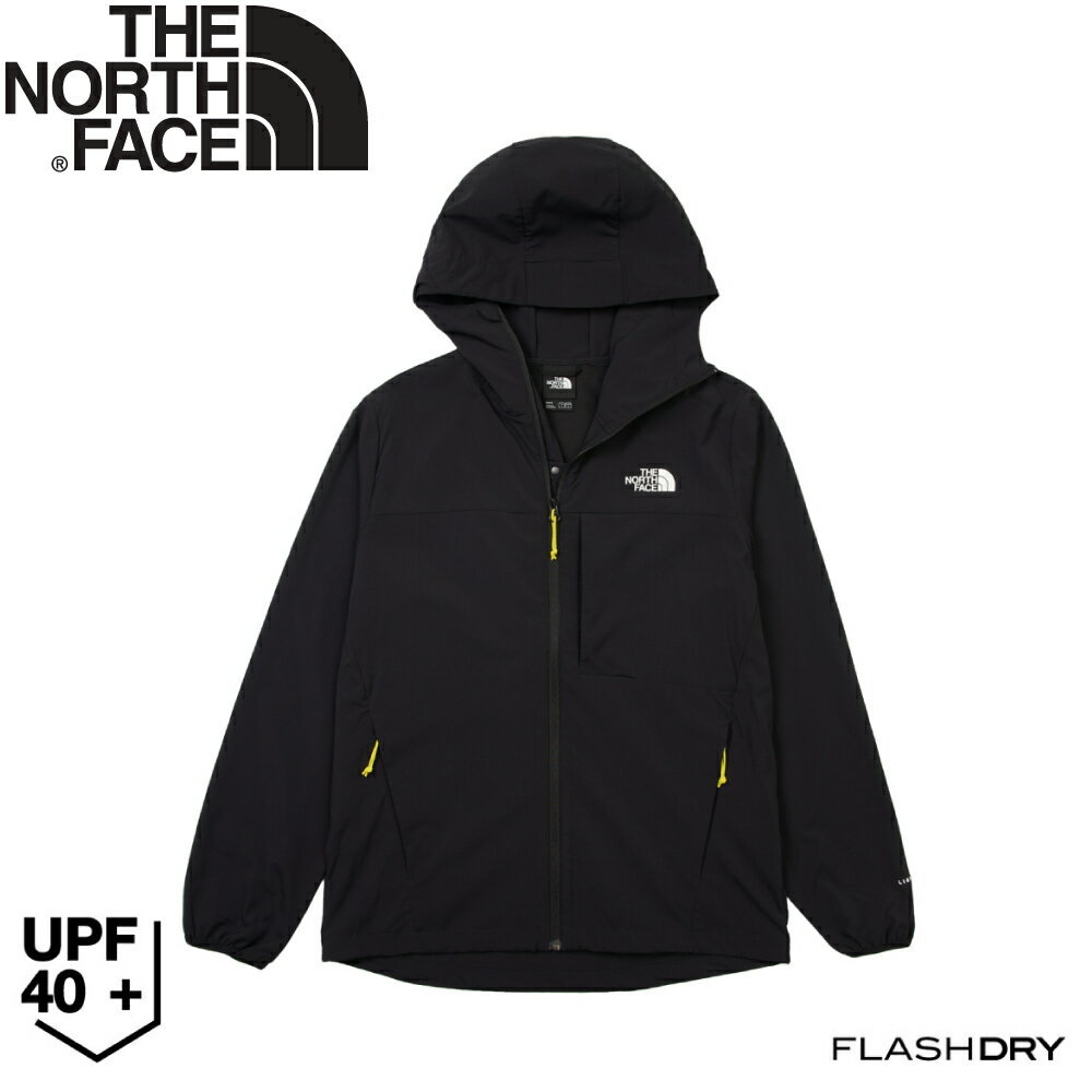 【The North Face 男 連帽透氣排汗外套《黑》】8BWA/登山/連帽外套/防曬外套/薄外套