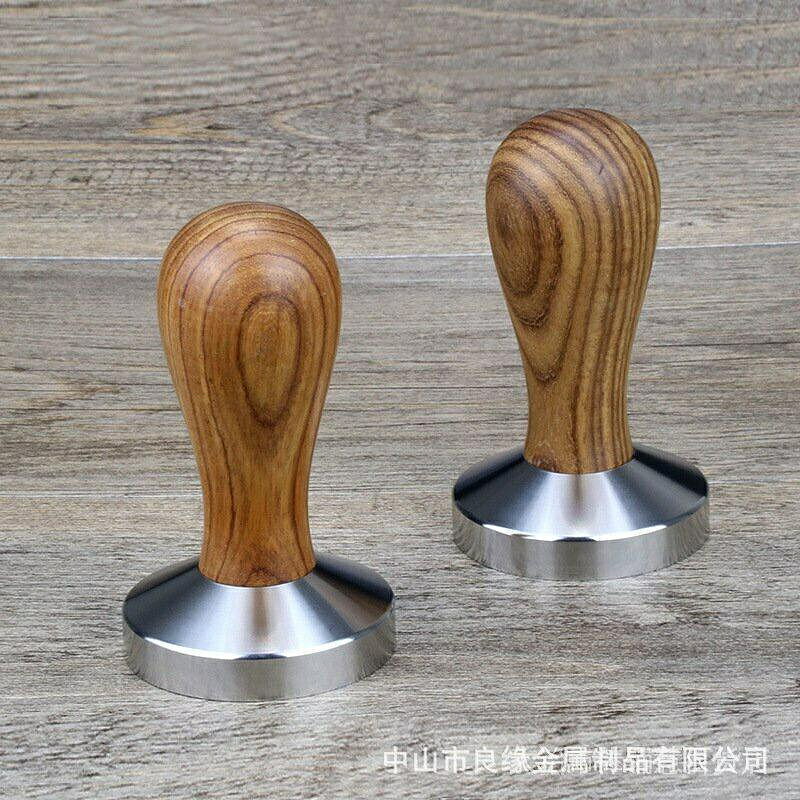 （咖啡用品與配件）不鏽鋼壓粉錘意式咖啡機填壓器 黃花梨實木 螺紋底58mm壓粉器51mm