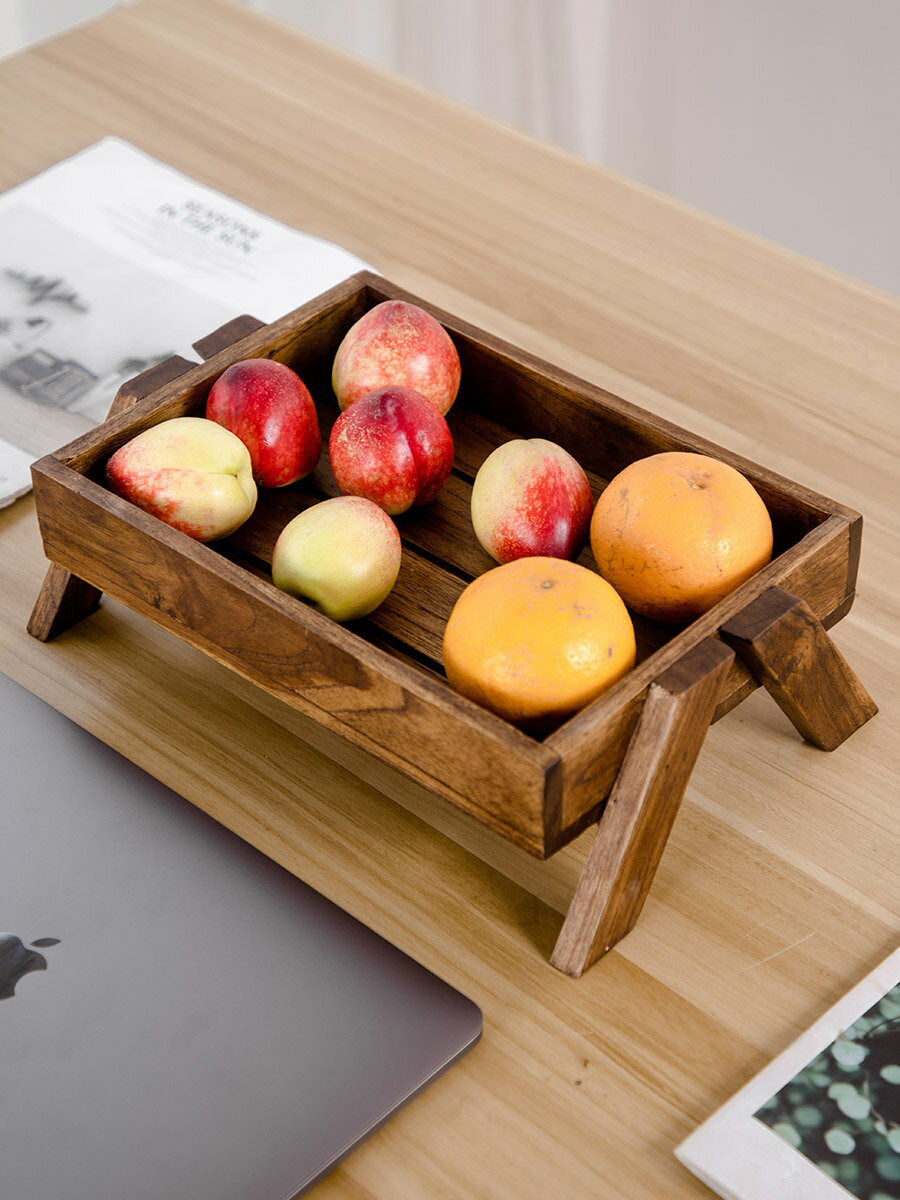 泰國創意實木果盤家用客廳東南亞茶幾擺件木質復古新中式水果盤
