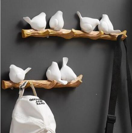 北歐創意小鳥藝術掛鉤牆壁免打孔試衣間掛衣鉤玄關牆上鑰匙衣帽鉤 樂樂百貨