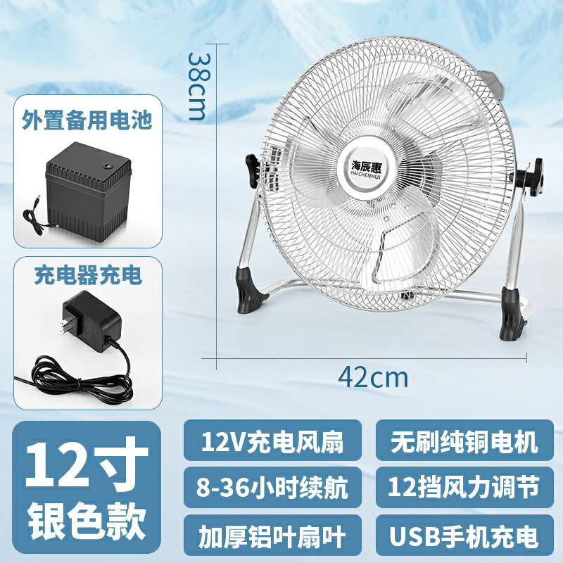 {可打統編 保固一年}太陽能充電戶外電風扇家用大風力蓄電池戶外釣魚學生宿舍便攜式 0