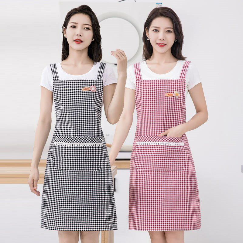 新款純棉圍裙廚房家用做飯防油廚師圍腰韓版女時尚防污護衣