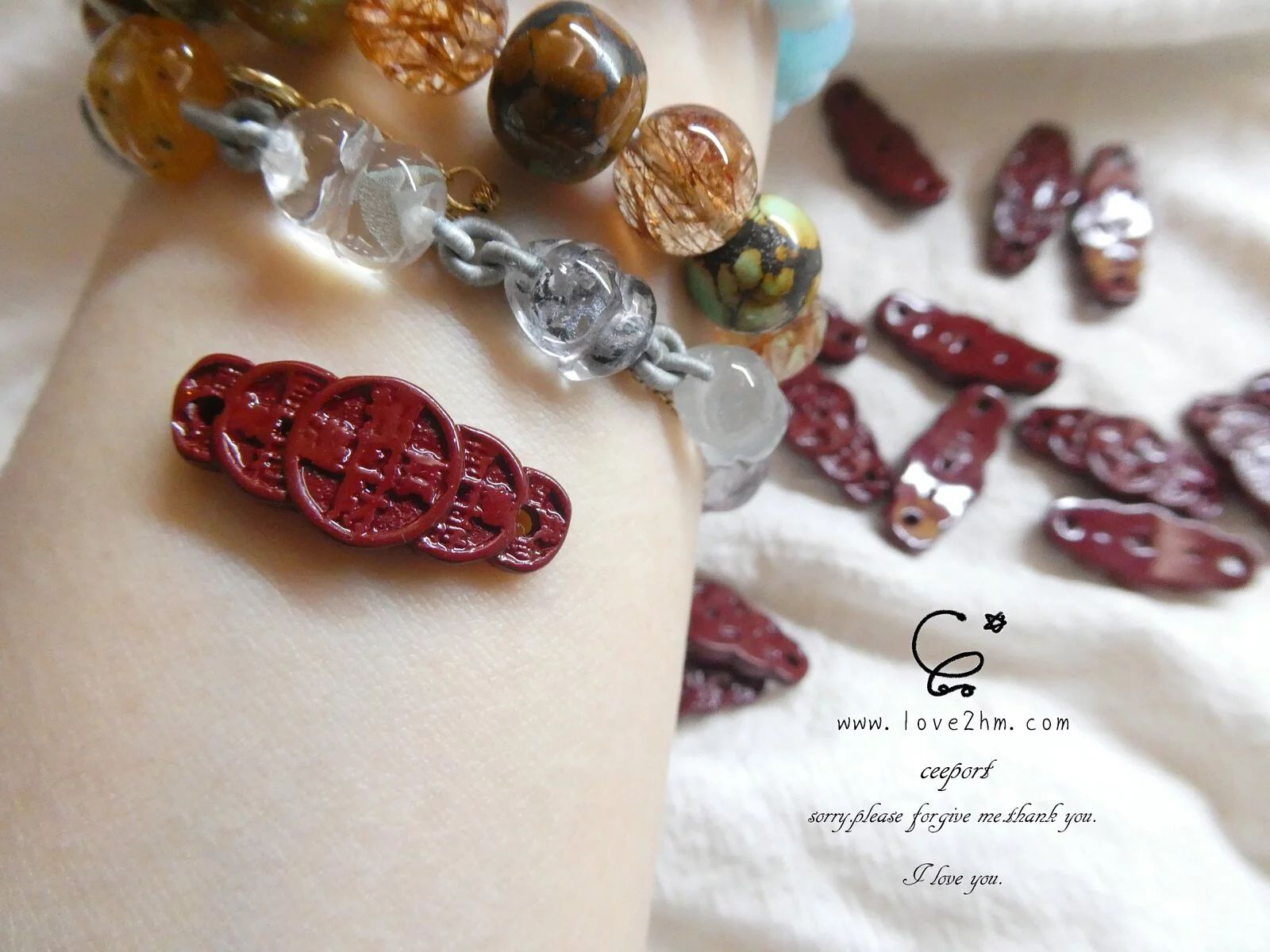 97.25%紫金砂 五帝錢 硃砂 水晶飾品 晶晶工坊-love2hm 1