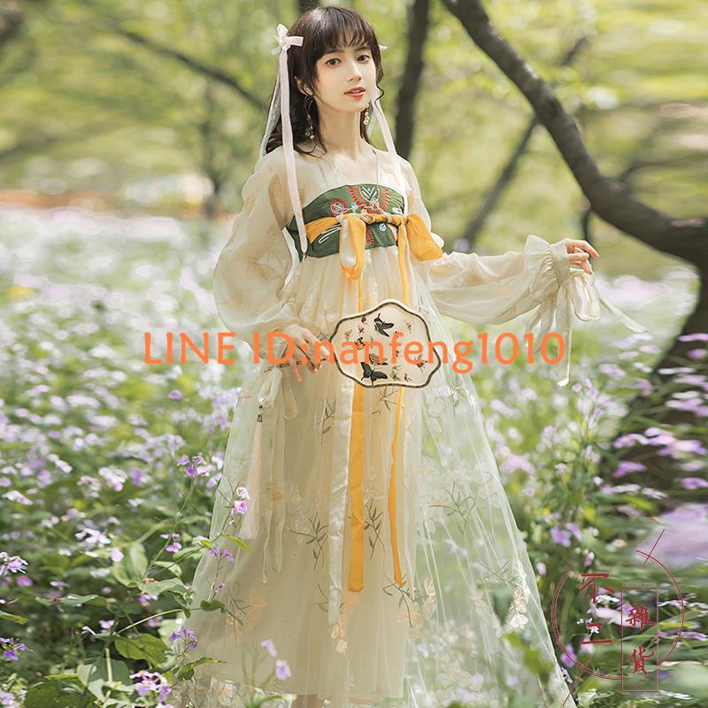 漢服女夏季薄款仙氣飄逸古風齊胸襦裙日常改良漢元素連衣裙【不二雜貨】