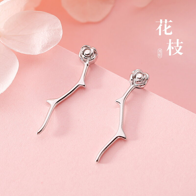 925純銀花朵耳釘女年新款潮夏季耳環冷淡風小巧簡約氣質耳飾