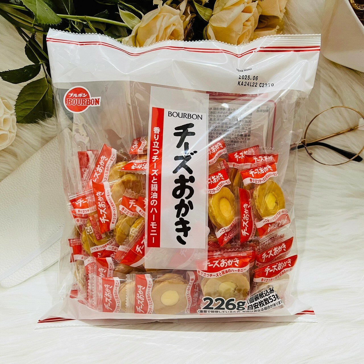 日本 Bourbon 北日本 起司仙貝 起士夾心米果 家庭包 226g