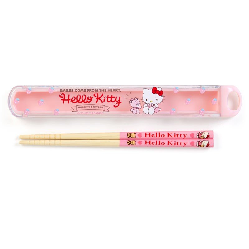 大賀屋 hello kitty 筷子 附盒 餐具 餐具組 環保 盒裝 凱蒂貓 三麗鷗 KT 正版授權 L00010568