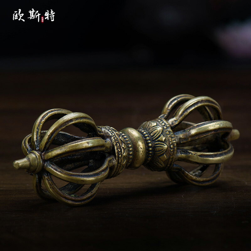 歐斯特藏傳佛教用品佛具供具尼泊爾手工純銅九股金剛杵金剛橛供具