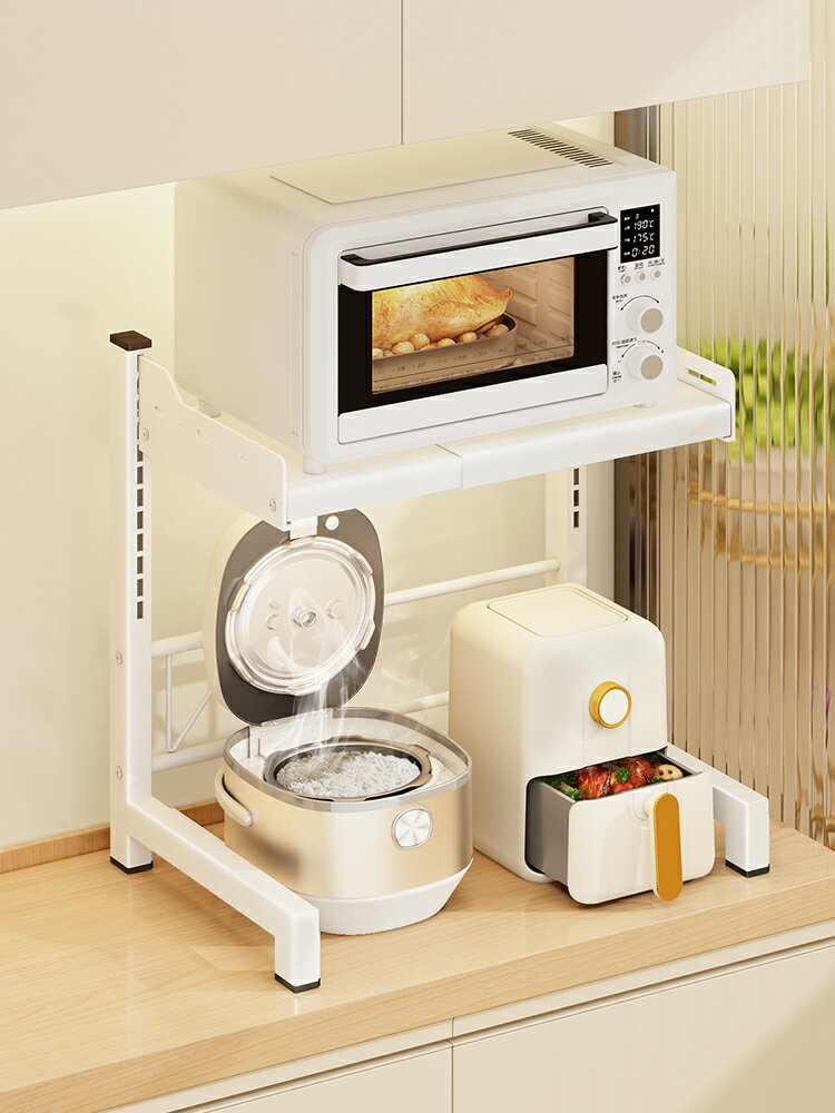 廚房電飯煲置物架臺面放烤箱空氣炸鍋的收納架雙層專用微波爐架子