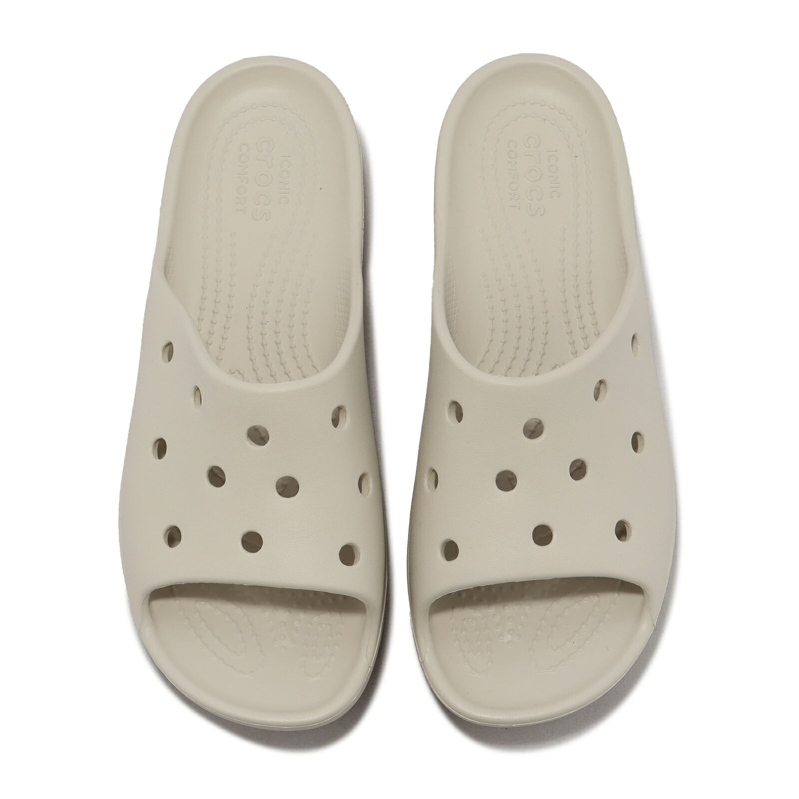 Crocs 洞洞鞋 拖鞋 Classic Platform Slide 女鞋 米 骨白色 雲朵涼拖 厚底 卡駱馳 2081802Y2
