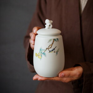 素燒羊脂玉瓷茶葉罐家用紅綠茶普洱茶葉包裝陶瓷密封存儲罐