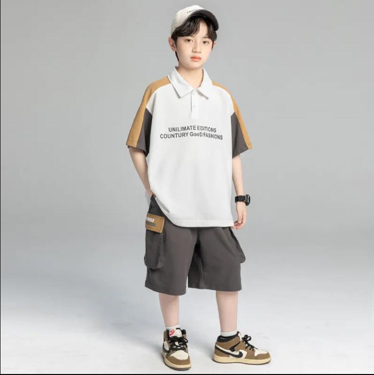 男童夏款套裝2024新款夏季中大兒童洋氣男孩夏裝運動兩件套潮【步行者戶外生活館】P