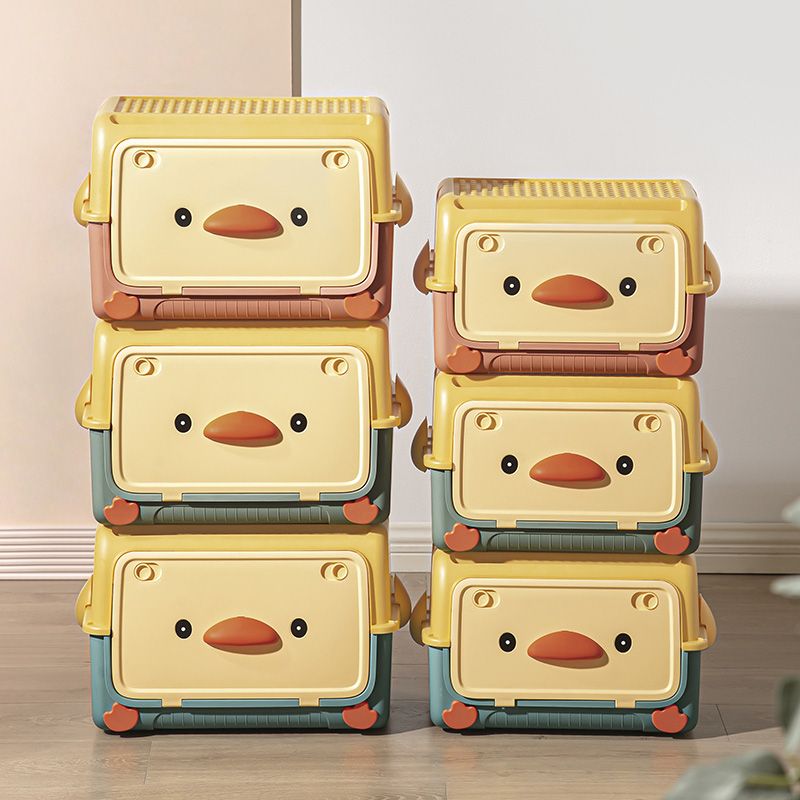 免運 兒童玩具收納箱小黃鴨儲物箱客廳家用寶寶衣物零食家庭積木整理箱-快速出貨