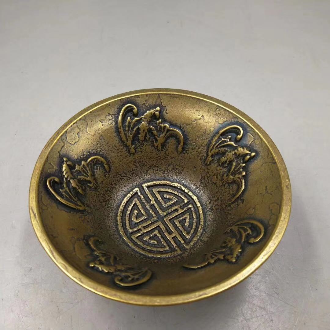 仿古蕫銅碗雙龍碗招財銅龍鳳福碗家居裝飾禮品純銅福碗黃銅碗