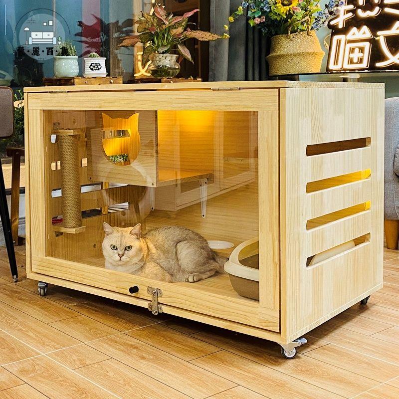 貓籠 狗籠 寵物籠子 貓別墅 狗屋 貓別墅實木豪華貓舍貓窩貓籠具貓展示櫃貓繁育籠貓一體寵物籠清倉 免運 開立發票 全館折扣 工廠直銷 售後保障 m5521