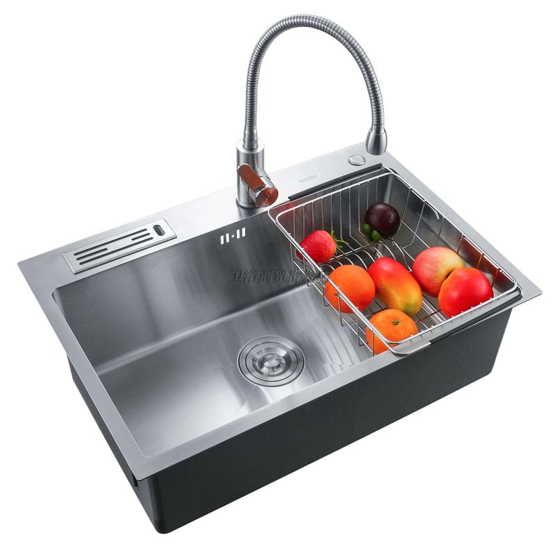 德國水槽加厚 廚房洗菜盆304不銹鋼水槽洗碗池大單盆手工單槽套餐 3