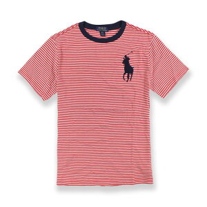 美國百分百【全新真品】Ralph Lauren T恤 RL 短袖 T-shirt Polo 大馬 條紋 紅白XS S號 青年版 I030