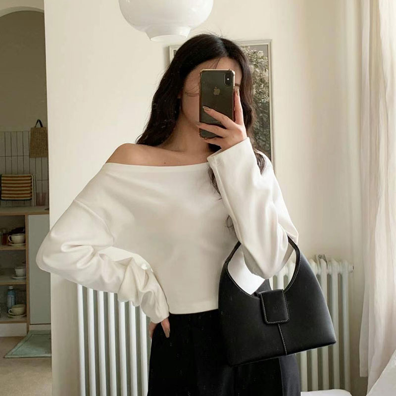 ANNAS 特價 正韓一字領上衣 露肩棉T 素面百搭性感 韓國平口露肩T 短版辣妹 9