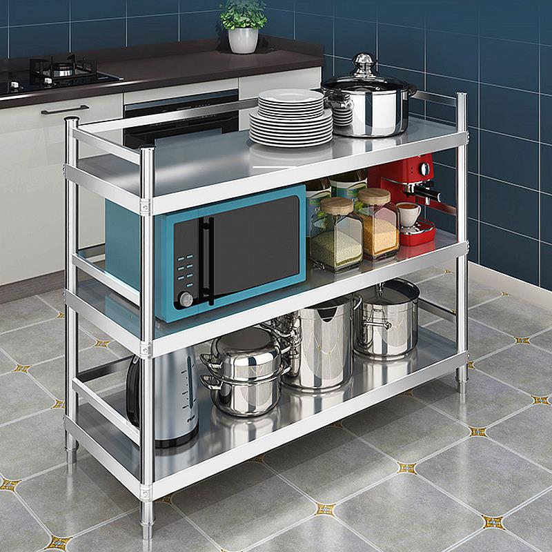 不銹鋼廚房置物架落地多層家用鍋架微波爐烤箱儲物架廚房收納鍋架