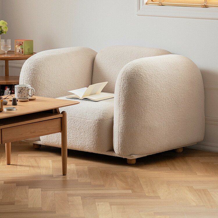 沙發椅 豆腐奶油風北歐小戶型沙發組合現代簡約輕奢單人雙人位布藝沙發椅
